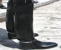 Close up of Gordon's leather lined rubber boots
