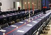 Wide shot view of the dining room for Roll Call 2001

