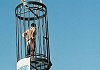 A close up of the leatherman in the cage
