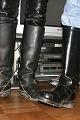 Wesco Boss and Chippewa High Shine Engineer Boots - Who's sneakers are those under the TV?
