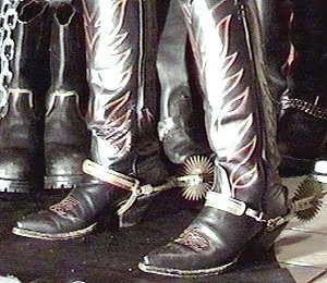 Austin Hall boots with spurs